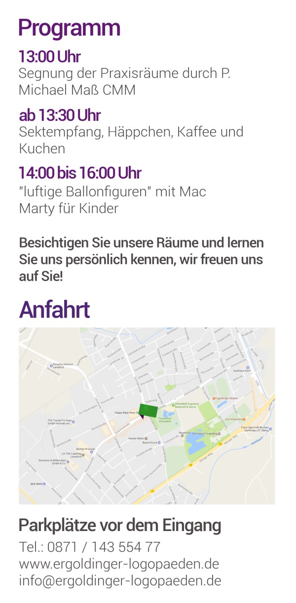 Flyer zur Einweihung mit Tag der offenen Tür